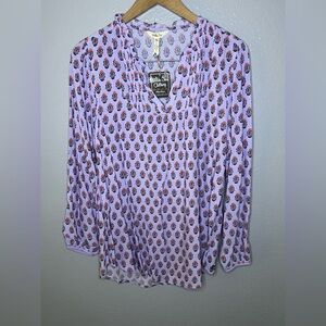 Matilda Jane Purple Floral Pleated Blouse Size M NWT